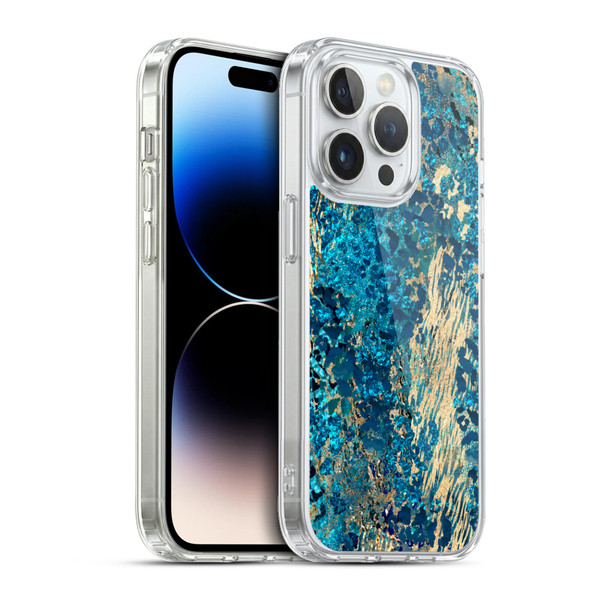 LebensArt Geo Liquid Marble Teal Jungle Soft Gel Case for Apple iPhone 13 Pro & MagSafe