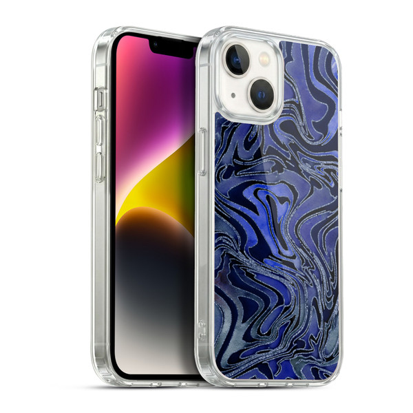 LebensArt Geo Liquid Marble Indigo Soft Gel Case for Apple iPhone 14