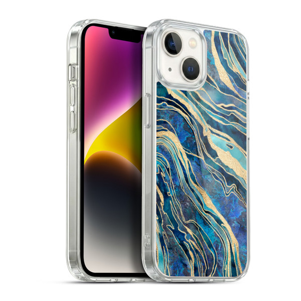 LebensArt Geo Liquid Marble Shimmer Blue Soft Gel Case for Apple iPhone 14