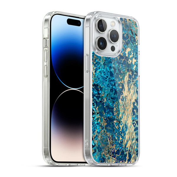 LebensArt Geo Liquid Marble Teal Jungle Soft Gel Case for Apple iPhone 14 Pro Max & MagSafe