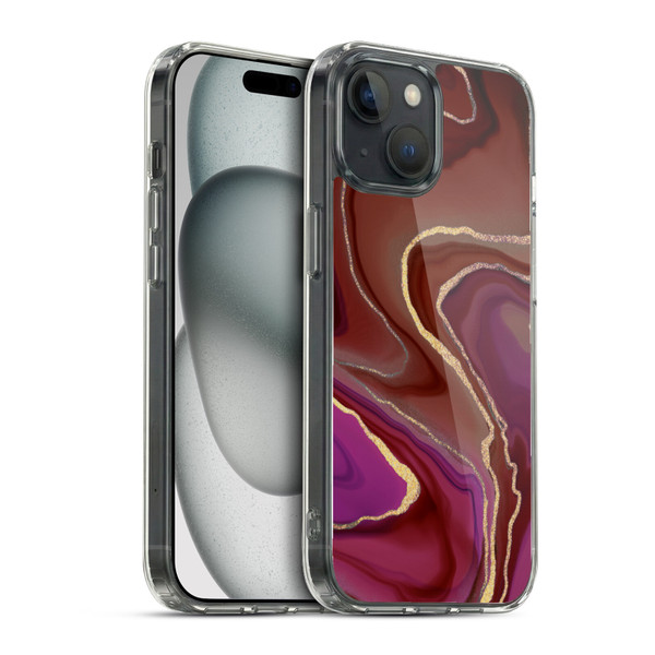 LebensArt Geo Liquid Marble Rose Ombre Soft Gel Case for Apple iPhone 15 & MagSafe