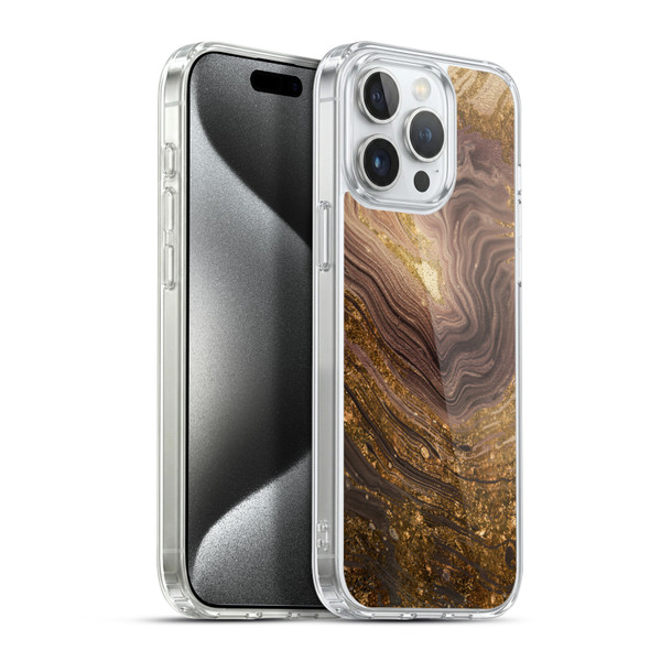 LebensArt Geo Liquid Marble Gold Earth Soft Gel Case for Apple iPhone 15 Pro Max & MagSafe