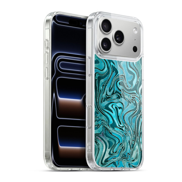 LebensArt Geo Liquid Marble Turquoise Soft Gel Case for Apple iPhone 17 Pro Max