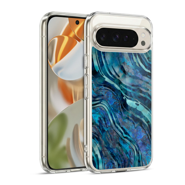 LebensArt Geo Liquid Marble Blue Tea Soft Gel Case for Google Pixel 9 / Pixel 9 Pro