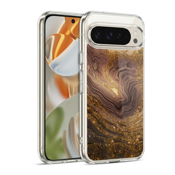 LebensArt Geo Liquid Marble Gold Earth Soft Gel Case for Google Pixel 9 / Pixel 9 Pro