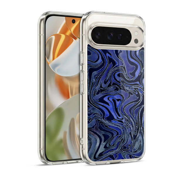 LebensArt Geo Liquid Marble Indigo Soft Gel Case for Google Pixel 9 / Pixel 9 Pro