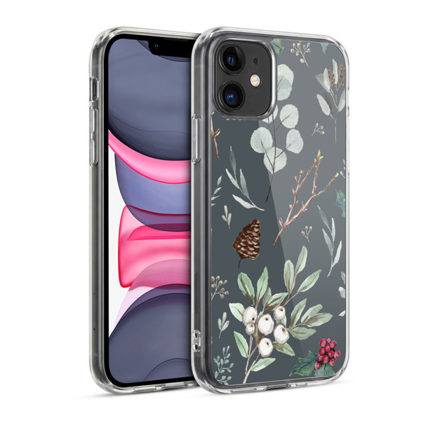 Anis Illustration Floral Pattern Christmas Eucalyptus Blue Soft Gel Case for Apple iPhone 11