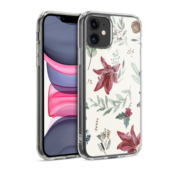 Anis Illustration Floral Pattern Christmas Eucalyptus Soft Gel Case for Apple iPhone 11