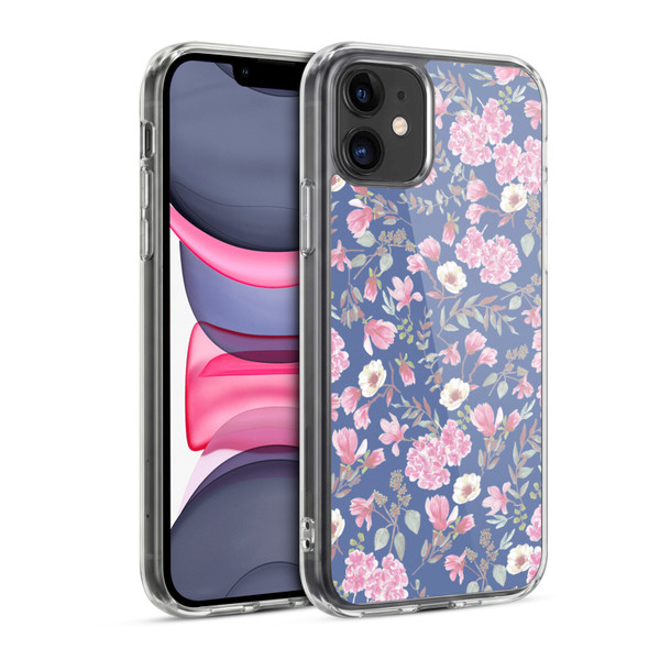 Anis Illustration Floral Pattern Romantic Blue Pink Soft Gel Case for Apple iPhone 11