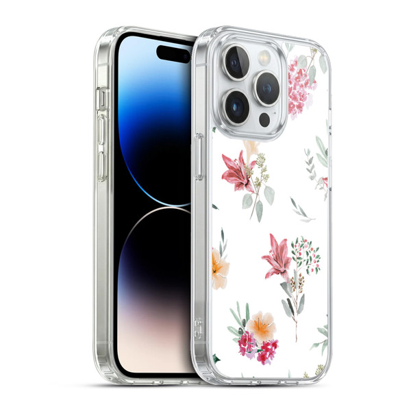 Anis Illustration Floral Pattern Christmas Flowers Soft Gel Case for Apple iPhone 13 Pro & MagSafe