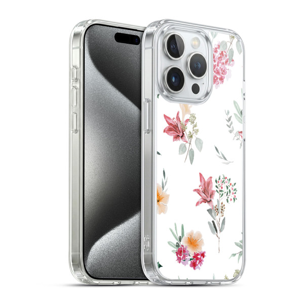 Anis Illustration Floral Pattern Christmas Flowers Soft Gel Case for Apple iPhone 15 Pro & MagSafe
