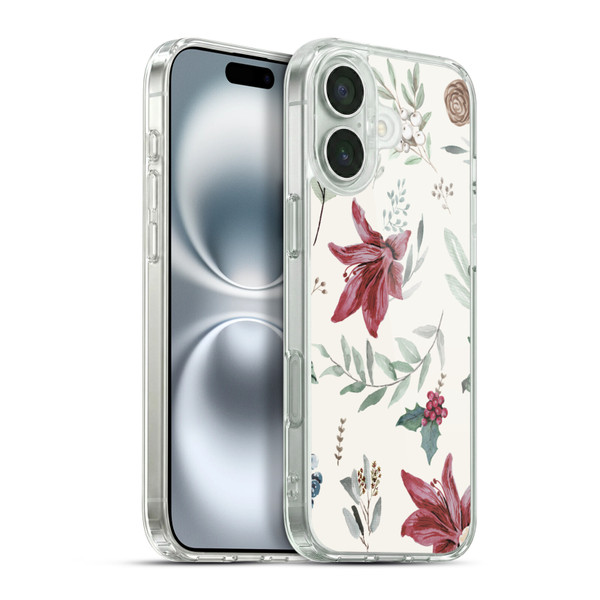 Anis Illustration Floral Pattern Christmas Eucalyptus Soft Gel Case for Apple iPhone 16 Plus & MagSafe