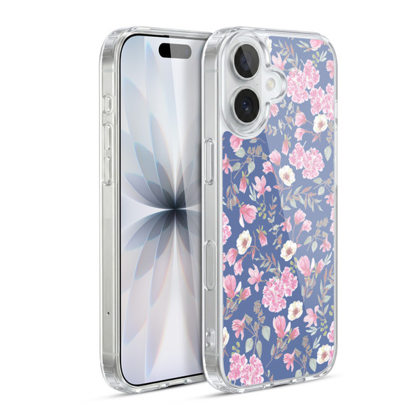 Anis Illustration Floral Pattern Romantic Blue Pink Soft Gel Case for Apple iPhone 17