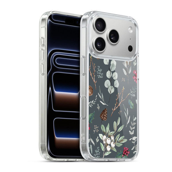 Anis Illustration Floral Pattern Christmas Eucalyptus Blue Soft Gel Case for Apple iPhone 17 Pro