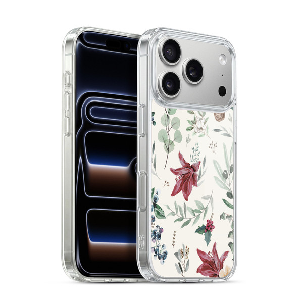 Anis Illustration Floral Pattern Christmas Eucalyptus Soft Gel Case for Apple iPhone 17 Pro