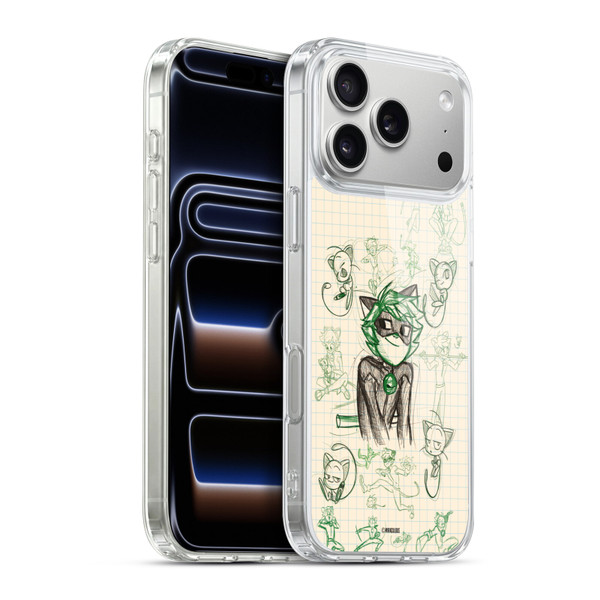 Miraculous Ladybug Sketches Cat Noir Soft Gel Case for Apple iPhone 17 Pro Max