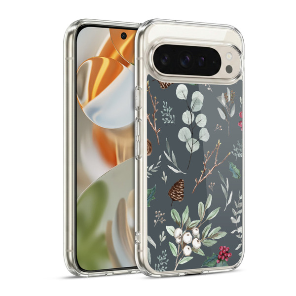 Anis Illustration Floral Pattern Christmas Eucalyptus Blue Soft Gel Case for Google Pixel 9 / Pixel 9 Pro