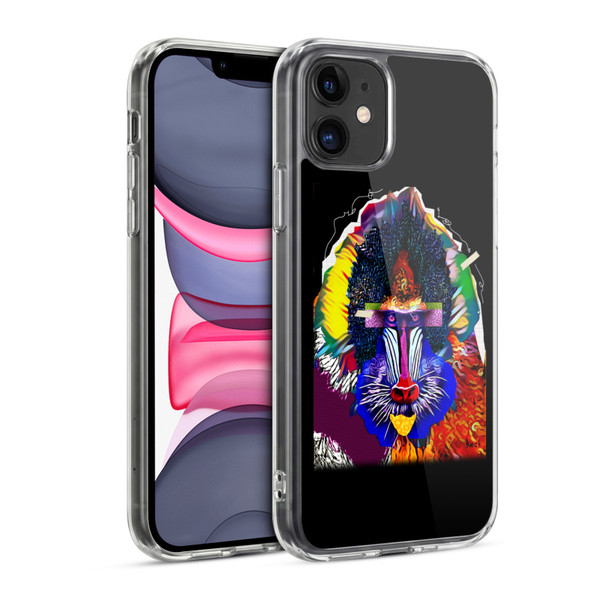 Michel Keck Animal Collage Baboon Soft Gel Case for Apple iPhone 11