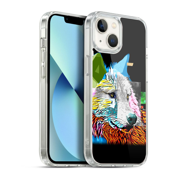 Michel Keck Animal Collage Wolf Soft Gel Case for Apple iPhone 13