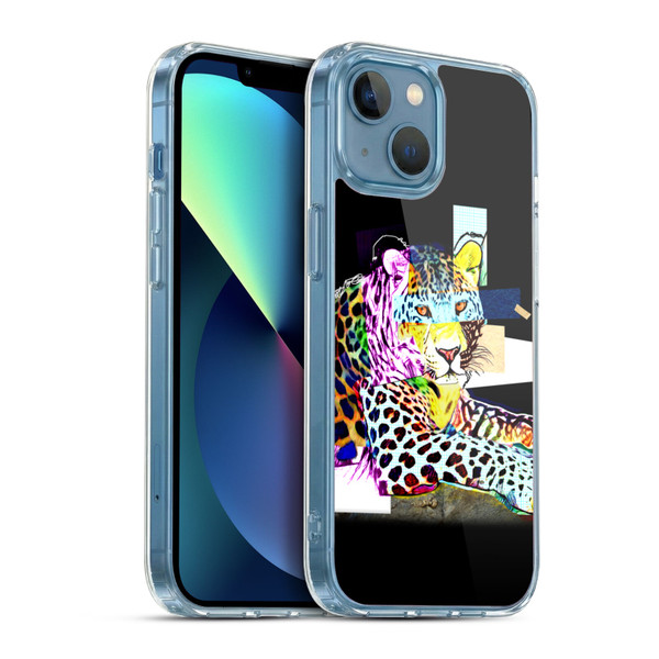 Michel Keck Animal Collage Leopard Soft Gel Case for Apple iPhone 13 Mini & MagSafe