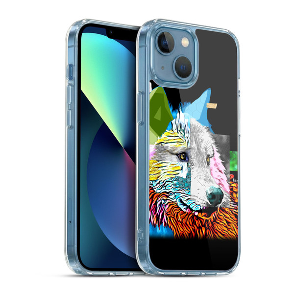 Michel Keck Animal Collage Wolf Soft Gel Case for Apple iPhone 13 Mini & MagSafe