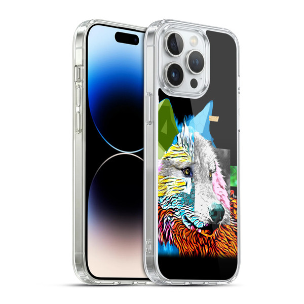 Michel Keck Animal Collage Wolf Soft Gel Case for Apple iPhone 14 Pro Max & MagSafe