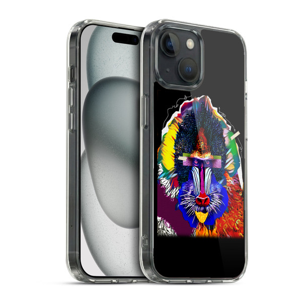 Michel Keck Animal Collage Baboon Soft Gel Case for Apple iPhone 15 & MagSafe