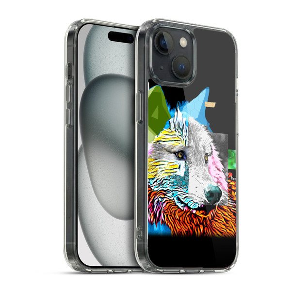 Michel Keck Animal Collage Wolf Soft Gel Case for Apple iPhone 15 & MagSafe