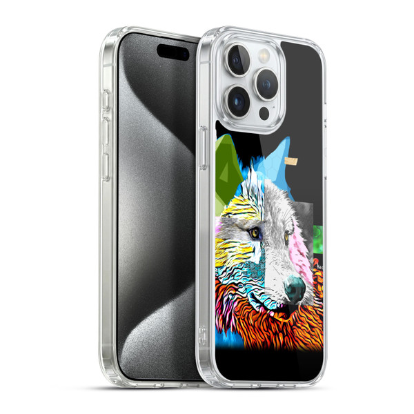Michel Keck Animal Collage Wolf Soft Gel Case for Apple iPhone 15 Pro Max & MagSafe