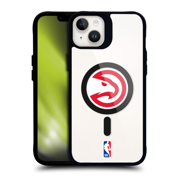 NBA Atlanta Hawks Logo Red Hawk BLACK SHOCKPROOF BUMPER CASE COMPATIBLE WITH Apple iPhone 14 Plus & MAGSAFE