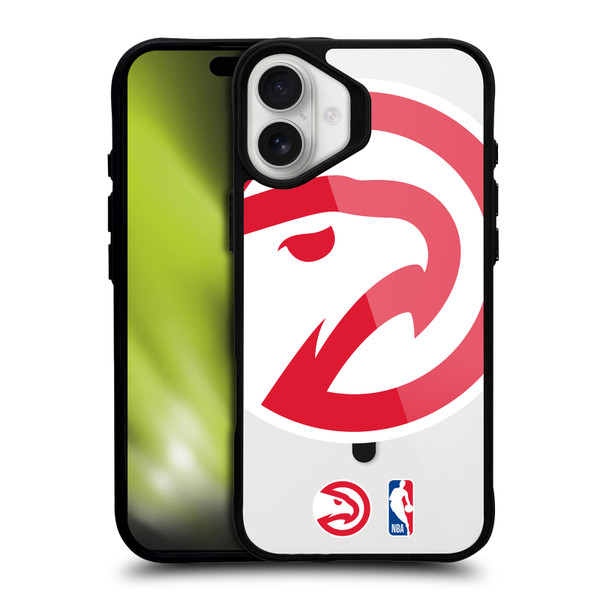 NBA Atlanta Hawks Logo Oversized Hawk BLACK SHOCKPROOF BUMPER CASE COMPATIBLE WITH Apple iPhone 16 Plus & MAGSAFE