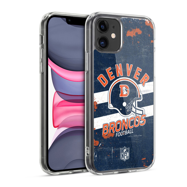 NFL Denver Broncos Logo Art Helmet Distressed Soft Gel Case for Apple iPhone 11