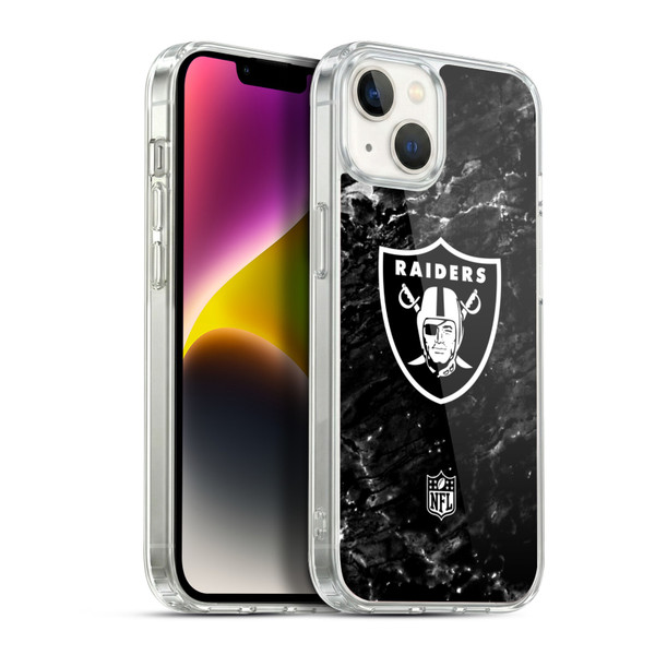 NFL Las Vegas Raiders Artwork Marble Soft Gel Case for Apple iPhone 14 Plus & MagSafe