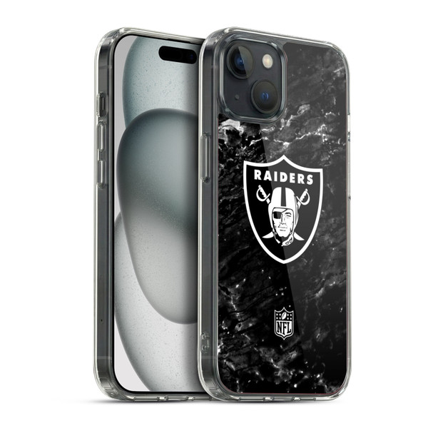 NFL Las Vegas Raiders Artwork Marble Soft Gel Case for Apple iPhone 15 Plus & MagSafe