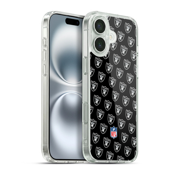 NFL Las Vegas Raiders Artwork Patterns Soft Gel Case for Apple iPhone 16 Plus & MagSafe
