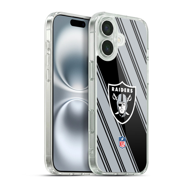 NFL Las Vegas Raiders Artwork Stripes Soft Gel Case for Apple iPhone 16 Plus & MagSafe