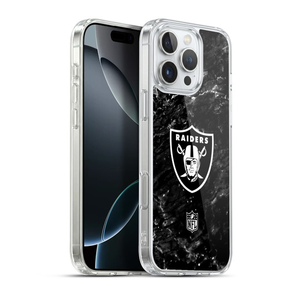 NFL Las Vegas Raiders Artwork Marble Soft Gel Case for Apple iPhone 16 Pro Max & MagSafe