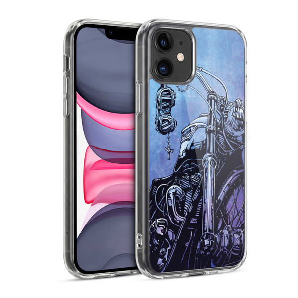 David Lozeau Skeleton Grunge Motorcycle Soft Gel Case for Apple iPhone 11