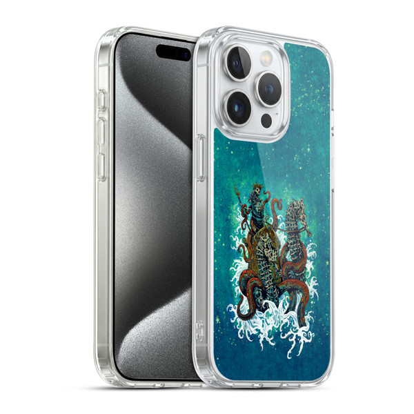David Lozeau Skeleton Grunge Neptune Nautical Soft Gel Case for Apple iPhone 15 Pro & MagSafe