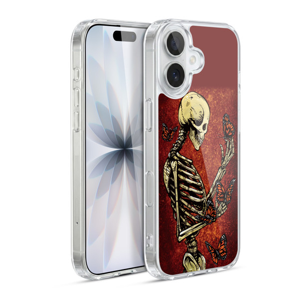David Lozeau Skeleton Grunge Butterflies Soft Gel Case for Apple iPhone 17