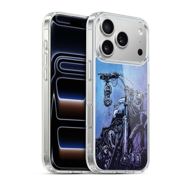 David Lozeau Skeleton Grunge Motorcycle Soft Gel Case for Apple iPhone 17 Pro