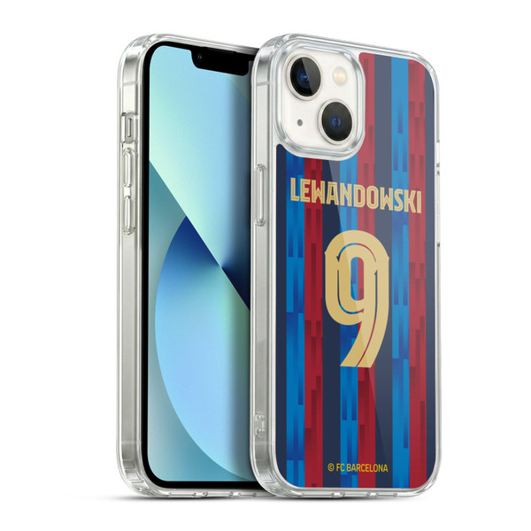 FC Barcelona 2022/23 Players Home Kit Robert Lewandowski Soft Gel Case for Apple iPhone 13