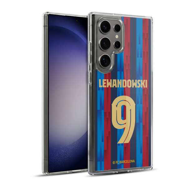 FC Barcelona 2022/23 Players Home Kit Robert Lewandowski Soft Gel Case for Samsung Galaxy S23 Ultra 5G & MagSafe