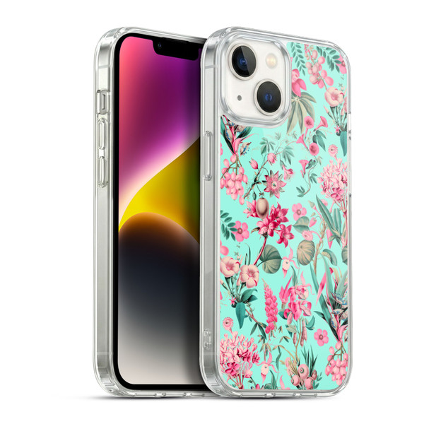 LebensArt Jungle Plants And Animals Aqua Soft Gel Case for Apple iPhone 14