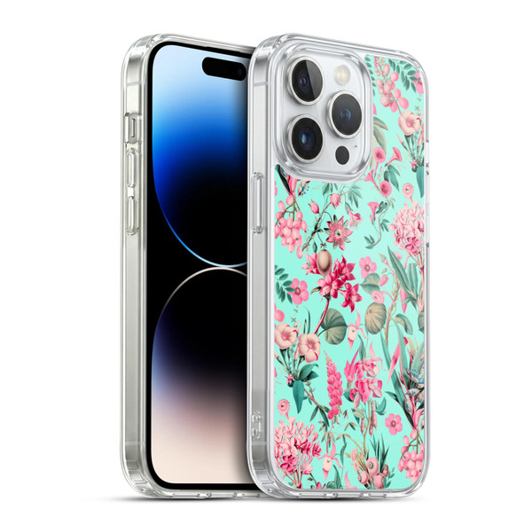 LebensArt Jungle Plants And Animals Aqua Soft Gel Case for Apple iPhone 14 Pro & MagSafe