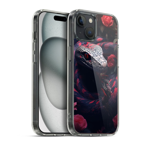 LebensArt Jungle Plants And Animals Snake Red Soft Gel Case for Apple iPhone 15 Plus & MagSafe
