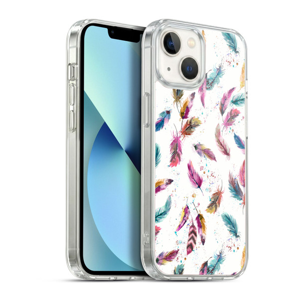 Ninola Mix Patterns Muticolored Feathers Soft Gel Case for Apple iPhone 13
