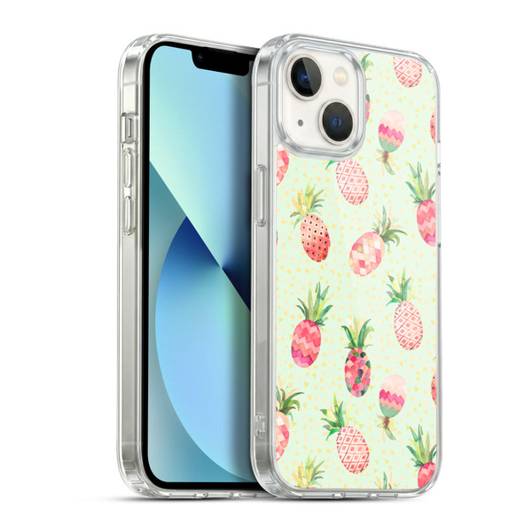 Ninola Mix Patterns Pineapple Lime Soft Gel Case for Apple iPhone 13