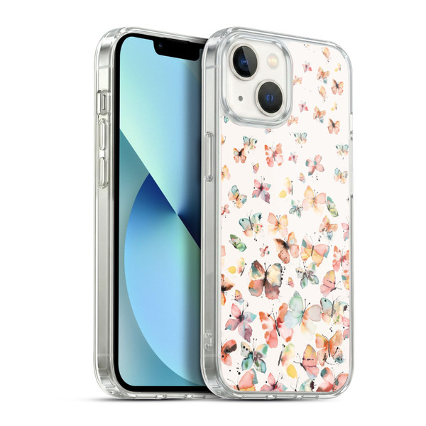 Ninola Mix Patterns Watercolor Butterflies Soft Gel Case for Apple iPhone 13
