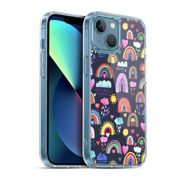 Ninola Mix Patterns Lovely Rainbows Soft Gel Case for Apple iPhone 13 Mini & MagSafe